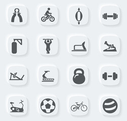 Sport equipment icons set