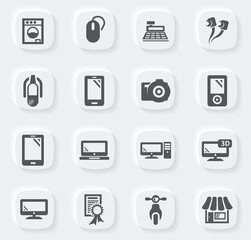 Supermarket electronic icons set