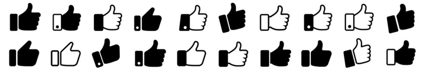 Set thumb up icon vector. Finger up symbol. I like sign isolated on white background - vector illustration - obrazy, fototapety, plakaty