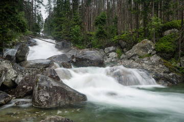 Cold water waterfalls in High Tatra mountains, Slovakia