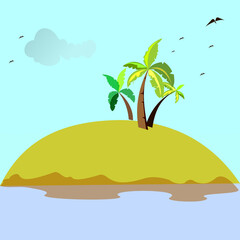 Fototapeta na wymiar tropical island with palm tree