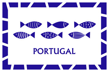 Portugal fish blue card banner background.