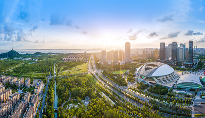 Aerial photography of Nantong Financial Center, Jiangsu