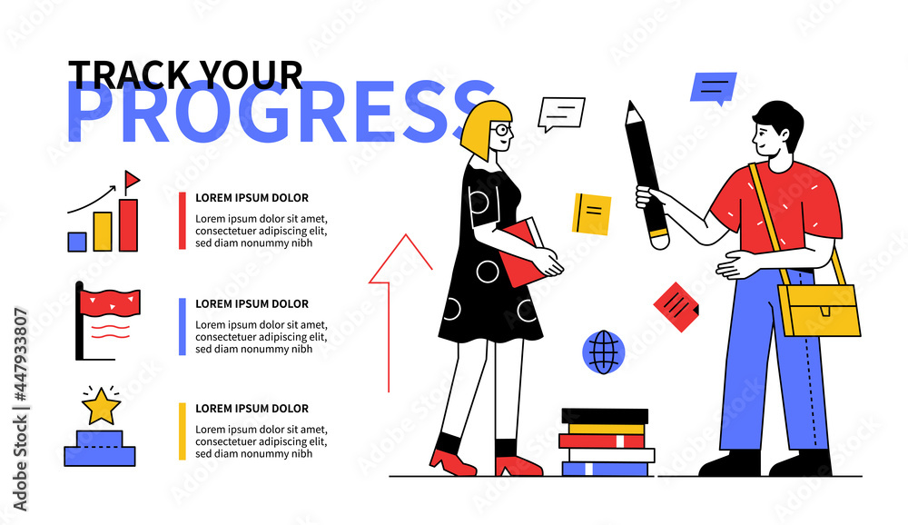 Poster track your progress - line design style web banner