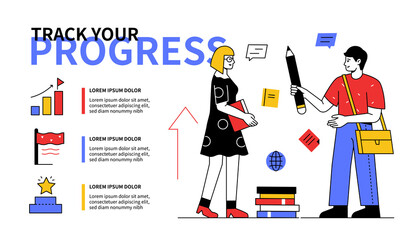 Track your progress - line design style web banner