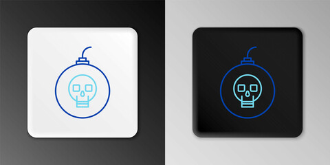 Line Bomb ready to explode icon isolated on grey background. Happy Halloween party. Colorful outline concept. Vector