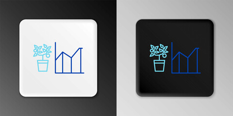 Line Flower statistics icon isolated on grey background. Colorful outline concept. Vector
