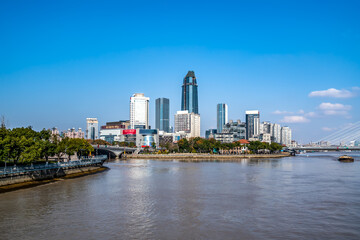 Urban landscape street view of Sanjiangkou, Ningbo