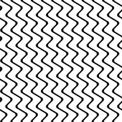 Zigzag lines seamless pattern. Angled jagged stripes ornament. Linear waves motif. Diagonal curves print. Striped background. Tilted broken line shapes wallpaper. Slanted wavy stripe figures. Vector.