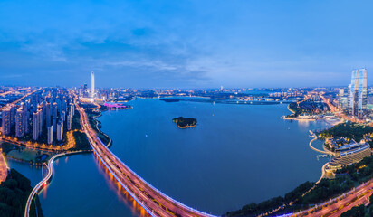 Aerial photography of Suzhou city night view