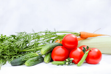 fresh vegetables on a white background