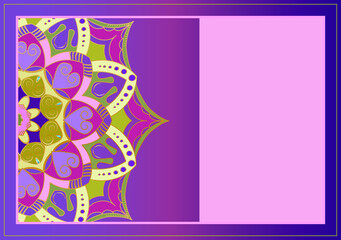 Floral oriental pattern. Beautiful Mandala. Vintage decorative element. Ethnic round ornament. Template of greeting card and invitation
