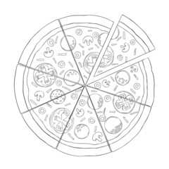 A pizza sketch. Vintage vector engraving illustration for a poster