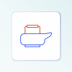Line Bedpan icon isolated on white background. Toilet for bedridden patients. Colorful outline concept. Vector