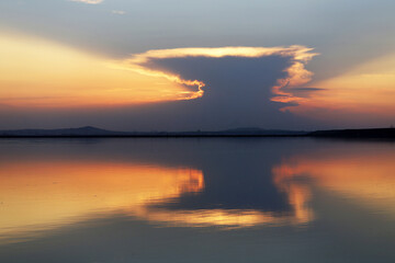 Beautiful sunset on the lake.