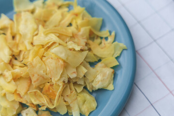 Crispy durian chips . traditional Thai snacks	
