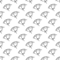 Beautiful monochrome black and white seamless pattern with roses, leaves.