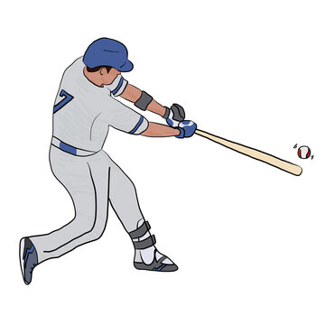 baseball player hitting ball