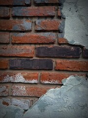 Shadows of destroyed concrete and brick-block walls