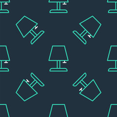 Line Table lamp icon isolated seamless pattern on black background. Vector