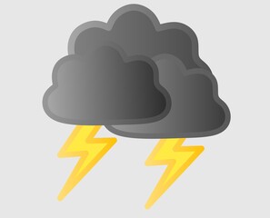 Vector icon of overcast cloud and lightning.