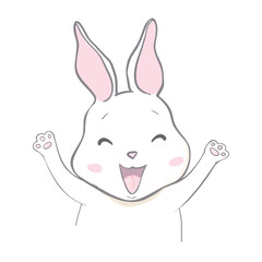 Bunny cute print. Sweet baby boy shower card. Hare fashion child vector.