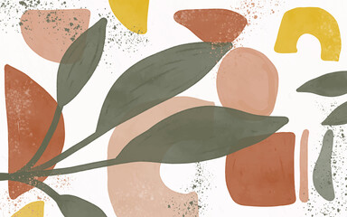 Watercolor art background vector. Paint brush wallpaper design with leaves. Seamless watercolor Illustration for prints, wall art, cover and invitation cards.