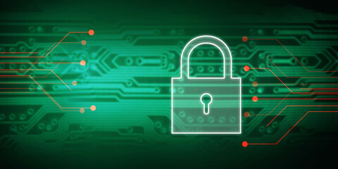 2d illustration Safety concept: Closed Padlock on digital background