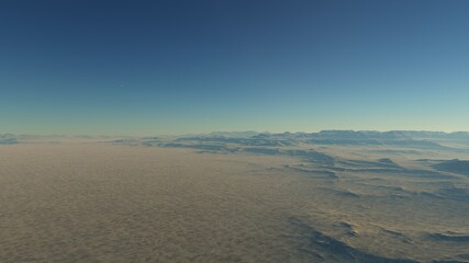 alien planet landscape, view from a beautiful planet