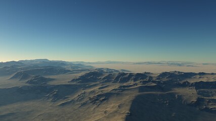 Fototapeta na wymiar alien planet landscape, view from a beautiful planet