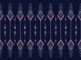 Geometric ethnic pattern traditional Design Pattern used for shirt,skirt,carpet,wallpaper,clothing,wrapping,Batik,fabric,clothes, Fashion, red, blue Vector illustration embroidery texture style.eps