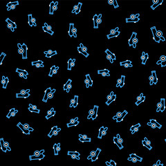 Line Ramadan cannon icon isolated seamless pattern on black background. Vector