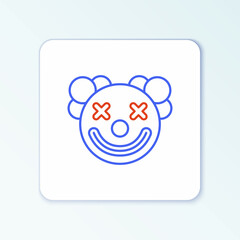 Line Clown head icon isolated on white background. Colorful outline concept. Vector