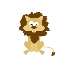 lion in 2d cartoon style. flat isolated vector