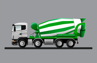 Concrete mixer truck. Construction machinery. Flat vector illustration.