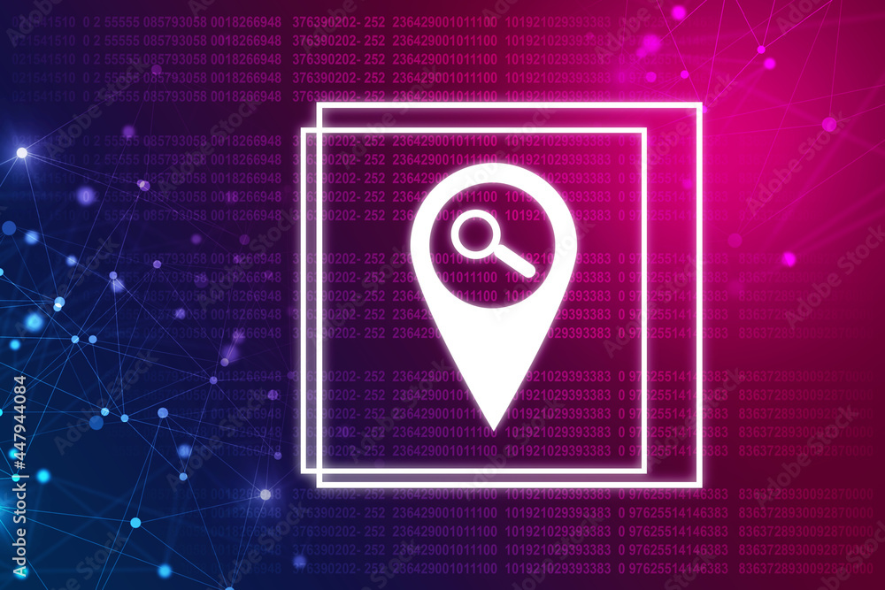 Fototapete 2d rendering red map pointer