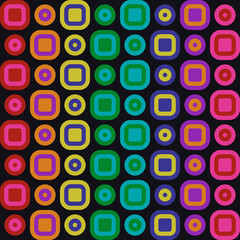 Cartoon rounded shapes ornament. Vector repeated colorful tiles.