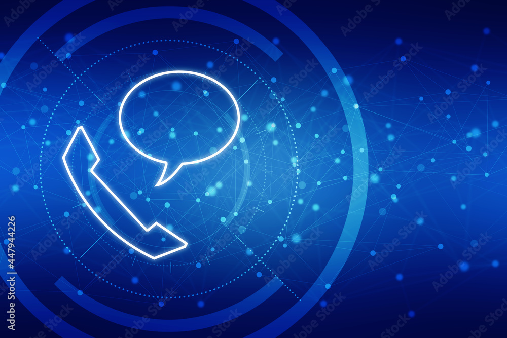 Poster 2d rendering chat box with telephone receiver