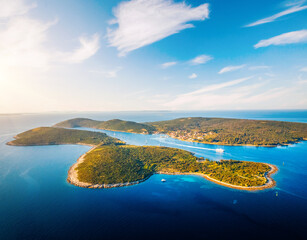 Incredible view of Ilovik island from Losinj island. Location Kvarner Gulf, Croatia, Europe.