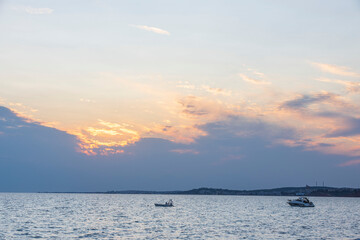 Beautiful sunset sea landscape view. Greece. 