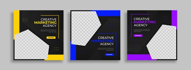 Marketing Editable minimal square banner template with geometric shapes for social media post, story and web internet ads. Vector illustration