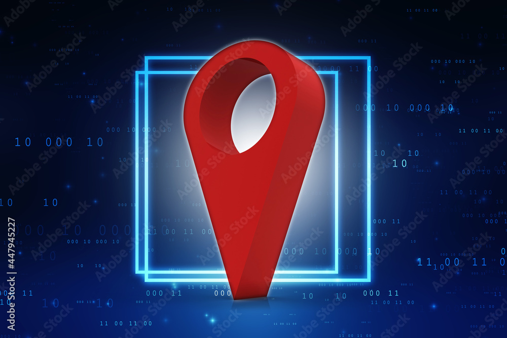 Poster 3d rendering red map pointer