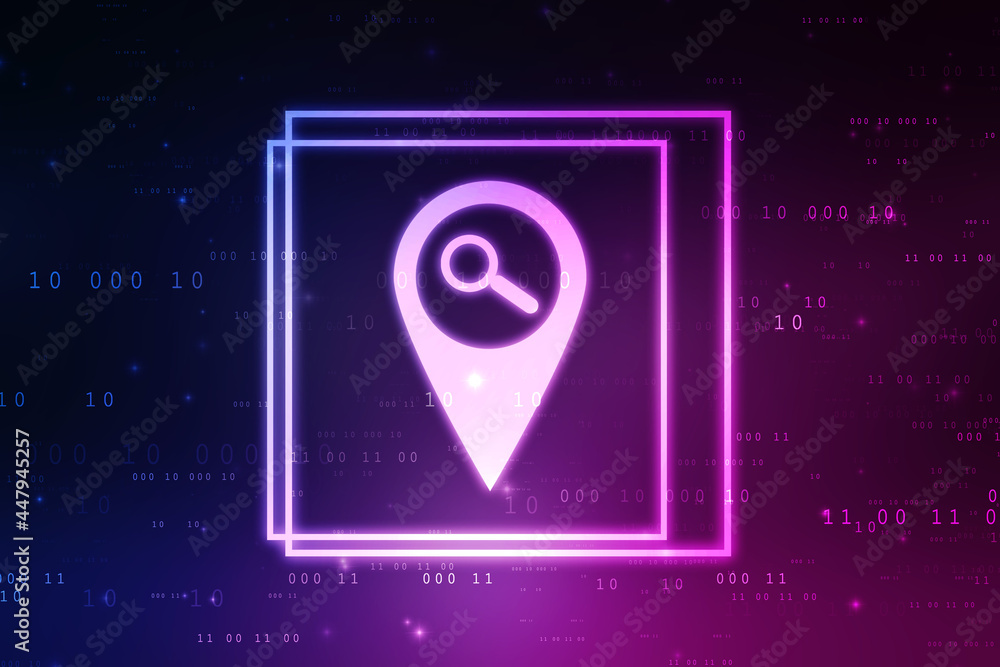 Fototapete 2d rendering red map pointer