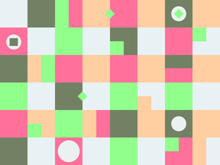 Minimalistic geometric seamless pattern with simple shapes. Abstract Scandinavian style template for web banner, business presentation, branding pack, print, wallpaper, poster. Illustration.