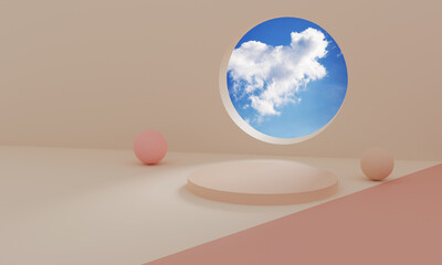 display product 3d abstract minimal scene with geometrical forms for product display. 3D rendering.