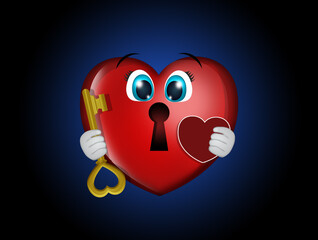 abstract illustration of heart key