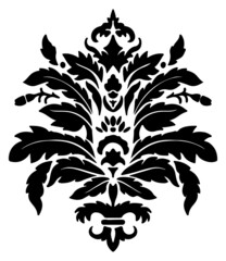 Vintage damask floral design, flowers and leaves