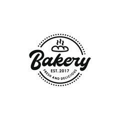 Vintage Bakery Rounded Stamp Logo Design