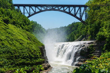 Iconic View of the Upper Falls of the Genesee River in Letchworth State Park New York