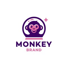 space monkey logo vector, monkey in astronaut helm with star mascot design Illustration